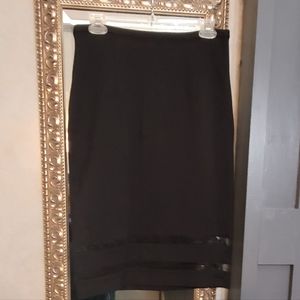 Adrianna Papell black skirt with double mesh stripe at bottom